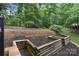 View of brick raised garden beds ready for planting in a shady yard at 6227 Dogwood Ln, Waxhaw, NC 28173