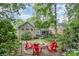 Backyard features a cozy fire pit and well-maintained landscaping, creating a serene outdoor retreat at 8700 Thornbury Ln, Huntersville, NC 28078