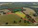 Aerial view of the property with approximate lot lines showcasing its acreage and wooded areas at 930 Hawley Rd, McConnells, SC 29726