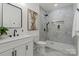 Modern bathroom featuring a stylish walk-in shower and vanity at 1015 4Th St, Spencer, NC 28159