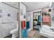Functional bathroom with a walk-in shower, double sinks, and convenient layout, providing ample space for your needs at 1107 Richard Rd, Salisbury, NC 28147