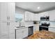 Bright kitchen featuring stainless steel appliances, white subway tile backsplash, and shaker style cabinets at 118 Globe St, Mount Holly, NC 28120
