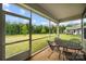 Relaxing covered patio showcasing outdoor seating and a beautiful backyard view at 17028 River Race Dr, Huntersville, NC 28078