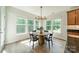 Cozy breakfast nook filled with natural light, a round table, modern chandelier, and comfortable seating at 2714 Woodlands Creek Dr, Monroe, NC 28110