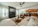 Comfortable living room with fireplace, large windows, and open access to the kitchen with bar seating at 2714 Woodlands Creek Dr, Monroe, NC 28110