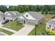 Aerial view showcases this single Gathering home's well-manicured lawn, exterior color, and driveway at 3735 Norman View Dr, Sherrills Ford, NC 28673