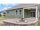 Backyard view highlighting a covered patio and custom stone fire pit at 3735 Norman View Dr, Sherrills Ford, NC 28673