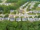 An aerial view showing suburban homes nestled in a lush green environment, highlighting neighborhood layout at 5748 Timbertop Ln, Charlotte, NC 28215