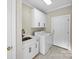 Laundry room features a sink, white cabinets, and a door to the outside at 6409 Barkley Farm Rd, Huntersville, NC 28078