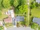 Aerial view of a home with a large backyard, mature trees, and neighborhood at 1613 Hamilton St, Charlotte, NC 28206