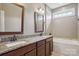 Bathroom with a double vanity, granite countertops, and tiled floors at 2021 Chantilly Ln, Salisbury, NC 28146