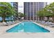 Outdoor pool with lounge chairs and city views at 210 N Church St # 2910, Charlotte, NC 28202