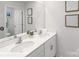 Bathroom featuring double vanity with white countertops and contemporary mirrors at 221 Paige Rd, Kings Mountain, NC 28086