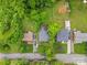 Aerial view of homes surrounded by lush trees, showcasing the neighborhood layout and landscaping at 2536 Bancroft St, Charlotte, NC 28206