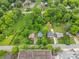 Property aerial view showcasing quaint homes enveloped by lush trees, highlighting a serene and private setting at 2536 Bancroft St, Charlotte, NC 28206