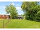 Spacious, partially fenced backyard with lush greenery and mature trees; perfect for outdoor activities at 2536 Bancroft St, Charlotte, NC 28206