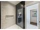 Modern bathroom featuring a glass-enclosed shower with built-in niche and stylish tile work at 2829 Holt St, Charlotte, NC 28205
