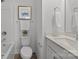 Neat bathroom featuring modern fixtures, a toilet, and a shower/tub combo at 3128 Butler Hill Dr, Matthews, NC 28105