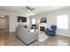 Comfortable living room featuring a fireplace, entertainment center and ample seating at 363 Bellingrath Blvd, Rock Hill, SC 29730