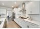 Modern kitchen with white cabinets, stainless steel appliances, quartz countertops, and decorative backsplash at 4023 Spring Garden St, Fort Mill, SC 29715