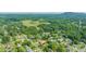 Expansive aerial view of a peaceful neighborhood bordered by dense woods and open fields at 405 W Ormand Ave, Bessemer City, NC 28016