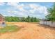 This backyard features a large dirt area, wooden fencing, and storage shed at 405 W Ormand Ave, Bessemer City, NC 28016