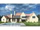 Expansive home featuring a backyard pool, patio, and lush landscaping under a bright, cloudy sky at 5015 Hardison Rd, Charlotte, NC 28226