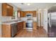 Functional kitchen with stainless steel appliances, wood cabinets, and granite countertops at 6332 Sackett Way, Charlotte, NC 28269