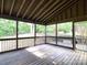 Spacious screened-in back porch with wood floor and natural views, perfect for relaxing or entertaining at 9913 Hazelview Dr, Charlotte, NC 28277
