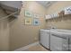 Convenient laundry room with modern washer and dryer and ample shelving for storage at 10206 Linksland Dr, Huntersville, NC 28078