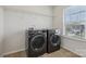 Well-equipped laundry room with tile floors, modern washer and dryer set, and wire shelving at 107 Sequoia St, Mooresville, NC 28117