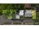 Aerial view of property highlighting the layout, landscaping, backyard with pergola-covered patio, and surrounding neighborhood at 1446 Downs Ave, Charlotte, NC 28205