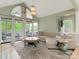 Spacious living room featuring a large sectional sofa, rug, fireplace, and outdoor views at 212 W 10Th St # 3, Charlotte, NC 28202