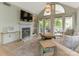 Inviting living room features a fireplace, hardwood floors and a view of the outdoor patio at 212 W 10Th St # 3, Charlotte, NC 28202