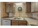 Traditional kitchen with wood cabinets, stainless steel sink, and decorative backsplash at 224 N Poplar St # 24, Charlotte, NC 28202