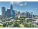 Impressive skyline view of uptown Charlotte featuring a mix of modern skyscrapers, green parks, and a beautiful blue sky at 229 N Church St # 204, Charlotte, NC 28202