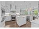 Beautiful kitchen with white cabinets, stainless steel appliances, a center island, and hardwood floors at 238 Horton Grove Rd, Fort Mill, SC 29715