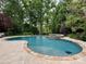 Backyard pool and spa featuring a stone border and lush landscaping at 238 Horton Grove Rd, Fort Mill, SC 29715