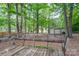 Wooden deck in a wooded backyard with detached garage at 403 Cherrywood Ln, Albemarle, NC 28001