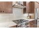 Well-equipped kitchen featuring stainless steel appliances, gas range, and ample counter space at 4108 Commonwealth Ave, Charlotte, NC 28205