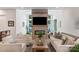 Cozy living room features modern furniture, a fireplace, and large windows at 4108 Commonwealth Ave, Charlotte, NC 28205
