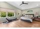 Bright primary bedroom with large windows, modern decor, and a dedicated workout space at 4108 Commonwealth Ave, Charlotte, NC 28205