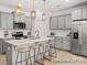 Modern kitchen with stainless steel appliances, a center island, and sleek countertops at 616 Station St # 45, Clover, SC 29710