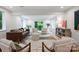 Spacious finished basement featuring wood floors, stylish seating, and natural light at 9520 Squirrel Hollow Ln, Charlotte, NC 28270