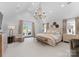 Luxurious main bedroom with high ceilings, ample natural light, and French doors to a private balcony at 1550 Queens W Rd, Charlotte, NC 28207