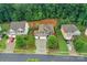 Aerial view of a beautiful home at 1919 Madeira Circle, Waxhaw, NC, surrounded by green trees at 1919 Madeira Cir, Waxhaw, NC 28173