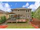 Well-maintained backyard boasts a spacious deck, outdoor seating, and lush landscaping at 1919 Madeira Cir, Waxhaw, NC 28173