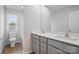 Beautiful bathroom with dual sinks, a soaking tub and a bright, neutral interior at 2021 Vinyasa Ln # Sts-41, Charlotte, NC 28215