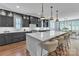 Stylish kitchen features dark cabinets, a large island with seating, and modern pendant lighting at 2026 Thatcher Way, Fort Mill, SC 29715