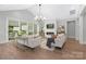 Elegant living room with hardwood floors, vaulted ceiling, fireplace, and seamless access to the outdoor patio at 2026 Thatcher Way, Fort Mill, SC 29715